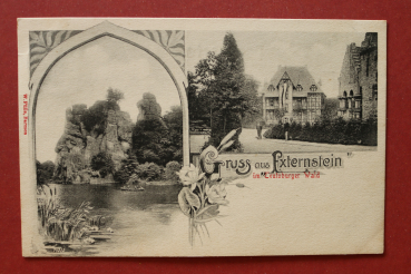 Ansichtskarte AK Horn Lippe 1908 Gruß aus Externstein Teutoburger Wald Häuser Gasthaus Hotel Architektur Ortsansicht NRW